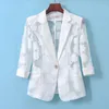 Ternos femininos blazers renda terno jaqueta feminina três quartos manga terno primavera verão moda protetor solar camisa gota 231019