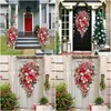 Decorative Flowers & Wreaths Decorative Flowers Wreaths Christmas Wreath Candy Cane Artificial Window Door Hanging Garlands Rattan Hom Dhpkd
