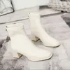 Boot's Ankle Boots Spring Autumn Korean Style Fashion Back Zip High Heels Solid Color Square Toe Shoes Botas Para Mujer 231019