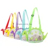 Bomboniera per bambini Dinosauro Messenger Borsa da spiaggia Costume da bagno Occhiali Shell Giocattoli Organizzatore di stoccaggio Articoli da toeletta da viaggio per bambini Mesh Party Favo Dhfdm