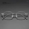 サングラスフレーム2024アセテートチタンメガネフレーム女性ビンテージラウンド処方眼鏡男性近視光眼鏡アイウェア