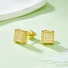 Stud Earrings 0.77ct Moissanite Diamonds Screw Back Women Hip Hop Cube Jewelry Gold Plated Men 925 Silver Iced Square Diamond