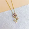 Pendant Necklaces 2023 Summer Sunflower Necklace For Women DIY Rhinestone Floral Partysu Fashion Jewelry Girls