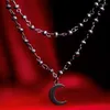 Kettingen Zwarte Kleur Gothic Ster Maan Kruis Hanger Metalen Ketting Sleutelbeen Ketting Voor Vrouwen Meisjes Handgemaakte Geometrische