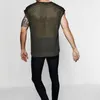 Mannen T-shirts Heren Sexy Visnet See Through Tank Top Spier Workout T-shirt Mannen Mesh Transparante Shirts Nachtclub party Tee 206 H