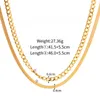 سلاسل Minar Cool 18k الذهب PVD مطلي بالتيمانيوم الصلب طبقات مزدوجة قلادة كوبية مكتنزة للنساء للنساء مجوهرات للجنسين