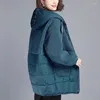 Casacos de trincheira femininos jaqueta marrom com capuz casual grosso roupas quentes senhoras inverno 2023 solto parkas longo lambswool acolchoado casaco