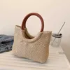 Totes Summer Straw Top Handle Bag strand Totes vävd shoppingväska 2023 Design crossbody påsar för enkla kvinnliga axelväskor