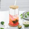 Wine Glasses Bamboo Lid Drink Cup Glass Coffee Straw Cups Lids Clear Tumbler Milk Tea Tumblers Drinking Ice Straws Class Travel