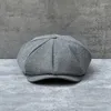 Berets Retro Britischer Stil Sboy Cap Männer Ascot Schwarz Grau Männlich Frühling Sommer Vintage Marke Achteckige Flache