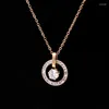 Pendant Necklaces Fashion Super Flash Crystal Circle Stainless Steel Necklace Clavicle Chain Woman Jewelry Wholesale Gift