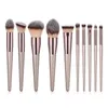 Läppstift 4 10st Champagne Makeup Brushes Set för kosmetiska foundation Powder Blush Eyeshadow Kabuki Blending Make Up Brush Beauty Tool 231020