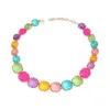 Chains Exaggerated Colorful Square Resin Necklace For Woman Jewelry