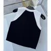 Women Designer Tanks Spring/Summer Rened Vest Vester Pionowy pasek wąski krótki top