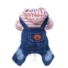 Abbigliamento per cani Cappotto in tuta di jeans Cappotto invernale con cappuccio a righe per animali domestici Giacca per cuccioli Jean Cat Abbigliamento caldo