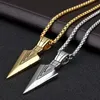 Mode Mens Vintage Spearhead Arrowhead Gold Pendant Man Necklace Chain Luxury Special Surf Bike rostfritt stål smycken243m