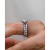 VVS2 - D 14K Or Blanc Taille Ronde Moissanite Diamant Bague de Fiançailles Ensemble Solitaire Diamant Anniversaire Cadeau Bague Bague de Mariée Ensemble