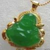 Ny Green Jade Gold Plated Buddha Pendant Necklace Chain223Z