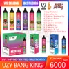 Original UZY Bang King 6000 Puff Descartável E Cigarros 0.8ohm Malha Bobina 14ml Pod Bateria Recarregável Eletrônico Cigs Puff 6K 0% 2% 3% 5% Vape Pen Kit