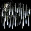 Autres fournitures de fête d'événement 8 tubes Meteor Shower Rain LED String Lights Fairy Garlands Arbre de Noël Année extérieure Jardin Street Rideau Light 231019