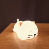 Lampor nyanser härlig katt USB -laddningsbar silikon led nattljus sovrum sovrum nattlampa med fjärrkontroll för barn baby present touch sensor lampa 231019