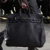 Leather Handbag Desiger 50cm Black large 2023 Capacity Business 50 Fitness L lh