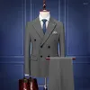 Men's Suits Business (kamizelka garnituru i spodnie) Modna Brytyjska koreańska wersja dżentelmena szczupła suknia ślubna Trzy sztuki