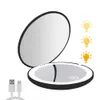 Kompakta speglar Mini Portable Folding Travel Mirror LED Light Makeup Mirror Compact Mirror 10X Förstoring 2Sided Beauty Makeup Round Mirror 231019