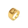 Solitaire Ring Metal Glossy Rings for Women Men Geometric Bredd Signet Square Finger Punk Style Sun Ring Smycken Tillbehör 231019