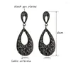 Boucles d'oreilles pendantes SINLEERY luxe Vintage noir zircon cubique longue pour les femmes soirée bijoux de fête ES116