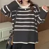 Womens Knits Tees Women Striped Loose Thermal Sweater ONeck Long Sleeve Thicken Knitted Pullovers Casual For Autumn Winter 231019