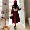 Abiti da lavoro Donna Taglie forti Abito vintage Gilet scozzese Top corto e camicia di velluto a coste Set rosso a due pezzi Abito elegante Abbigliamento primaverile Capispalla