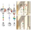 Garden Decorations Heart Shaped Tree Life Crystal Suncatchers Colorful Bead Hanging Pendant Y5GB