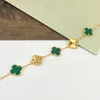 four leaf clover Bracelet Made of natural shells and natural agate Gold Plated 18K designer for woman T0P quality official reproductions fashion premium gifts 004