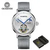 손목 시계 Ochstin 브랜드 자동 남성 시계 기계식 가죽 스트랩 럭셔리 태양 달 상 패션 미니멀리스트 디자인 남성 시계