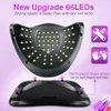 Sèche-ongles le plus puissant 66LED lampe à UV LED pour sécher le vernis à ongles Gel conception Portable avec capteur intelligent lampe à ongles professionnelle 231020