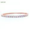 Best Sale Hip-hop Tennis Ball Chain 4mm White Rose Gold Plated VVS Moissanite Fashion Jewelry Tennis Bracelets
