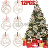 クリスマス装飾12/6pcsクリスマス木製中空ペンダントクリスマスツリーハンギング装飾品