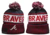 Мужские кепки Бейсболки Шапка Braves Beanie All 32 Teams Вязаные шапки с манжетами ATLANTA Шапки в полоску по бокам Шерсть Теплые американские студенческие спортивные вязаные шапки Кепка для женщин