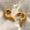 French CE Metal Geometric Stud Earrings For Women's Unique Temperament Niche Design Advanced New Gold Jewelry Accessories
