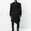 Cappotto da uomo in misto lana lungo doppio petto irregolare personalizzato slim fit nero semplice moda per il tempo libero taglia grande primavera 231020