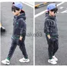 Clothing Sets Children Clothing Set Double-sided Velvet Fashion Letter Hooded 2PCS Hoodies+Jogger Pants Kids Boys Tracksuit for Autumn Winter J231020