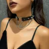 Ожерелья с подвесками KMVEXO, готический косплей, панк-воротник, колье с заклепками в виде сердца, Harajuku, черная цепочка из искусственной кожи, женское ожерелье в стиле рок, ювелирные изделия на шею