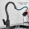 Kitchen Faucets Black Faucet Square Type Single Handle Pull Out Tap Hole Swivel 360 Rotate Cold Water Mixer Crane 231019