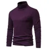 Maglione dolcevita viola da uomo autunno inverno manica lunga caldo casual top basic slim fit pullover caldo canottiera uomo 12