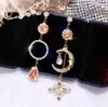 Boucles d'oreilles pendantes Design lune étoile asymétrique cristal goutte femmes mode bijoux brillant élégant moderne luxe longue