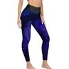 Pantalon actif de Yoga pour femmes, Leggings bleus et roses, taille haute, Design sans couture, collants de sport pour vélo, galaxie abstraite