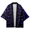 Roupas étnicas Homens Mulheres Vintage Cosplay Moda Streetwear Preto Roxo Impressão Tradicional Kimono Cardigan Japonês Samurai Oversized Haori