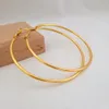 Kolczyki z Gold Gold Hoop 24K żółte okrągłe okrągłe kolczyki kolczyne duże koło dla kobiet 30405060 mm gładkie mankiety ucha biżuteria 231020