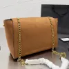 Orta Kate süet zincir omuz çantası deri çapraz el çantası